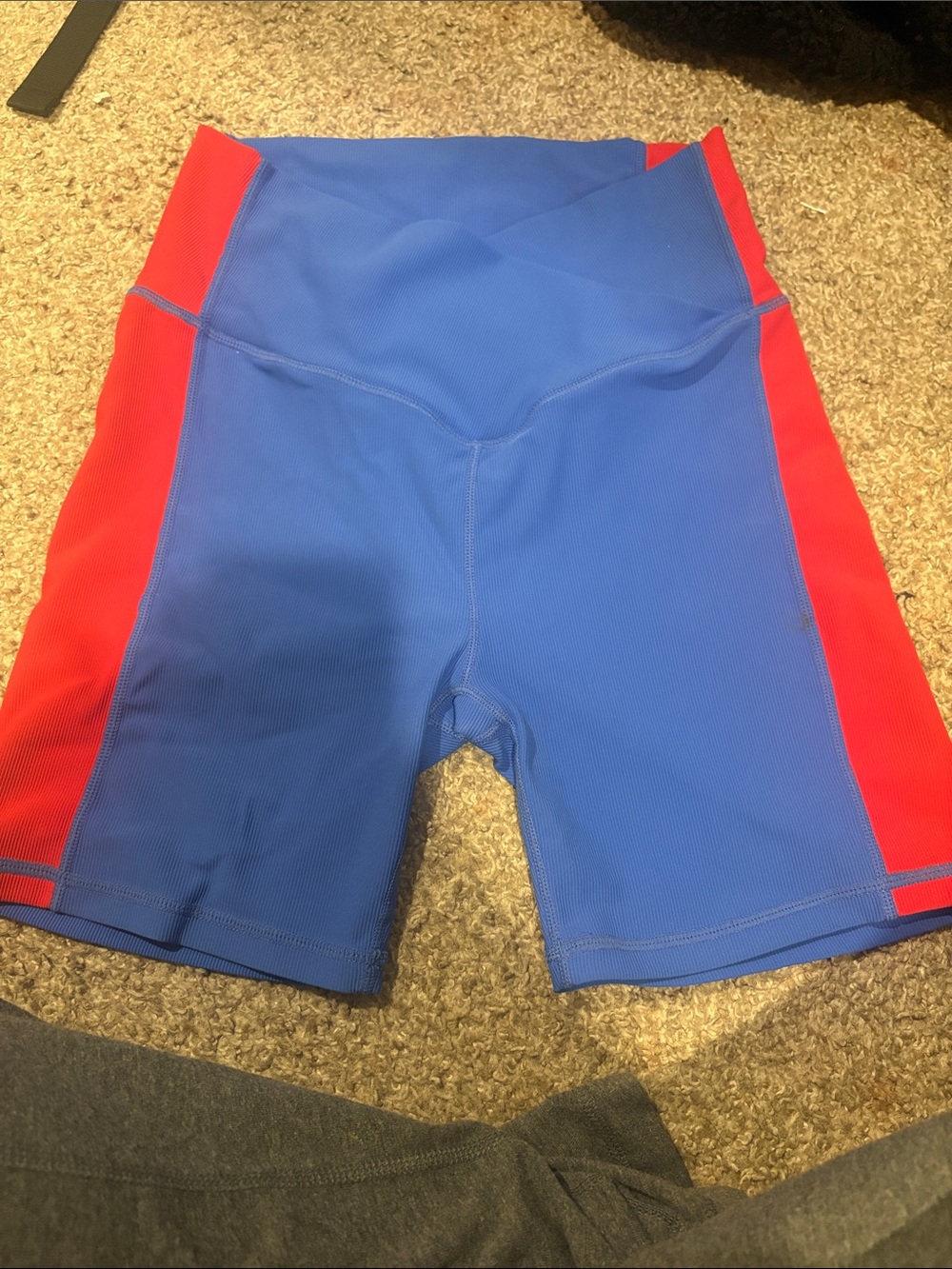 Women’s Blue Swim Shorts with Red Side Panels